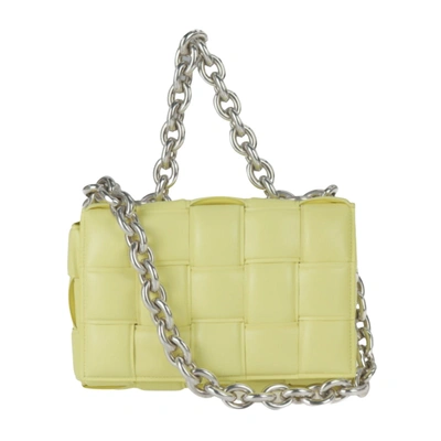 Shop Bottega Veneta Cassette Yellow Leather Shoulder Bag ()