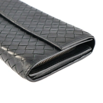 Shop Bottega Veneta Intrecciato Black Leather Wallet  ()