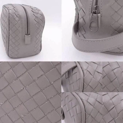 Shop Bottega Veneta Intrecciato Grey Leather Clutch Bag ()