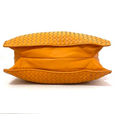 Shop Bottega Veneta Intrecciato Orange Leather Shopper Bag ()