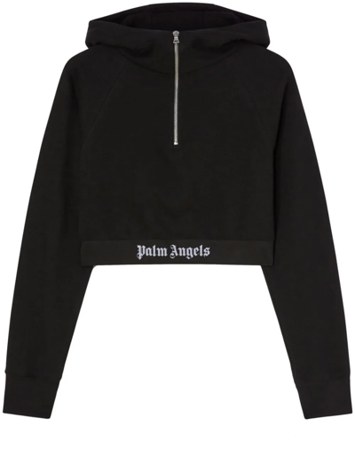Shop Palm Angels Cropped Sweatshirt With Print In Black