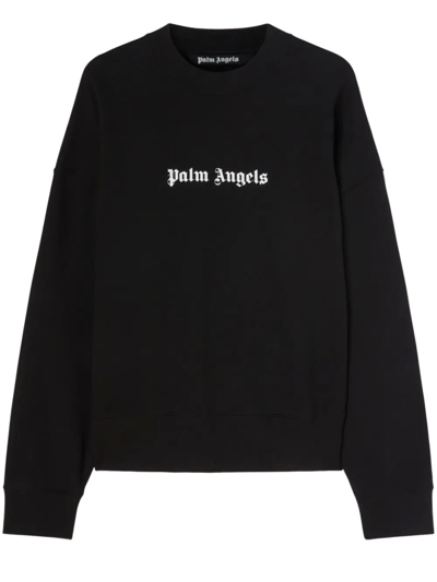 Shop Palm Angels Crew-neck Sweatshirt With Print In Black