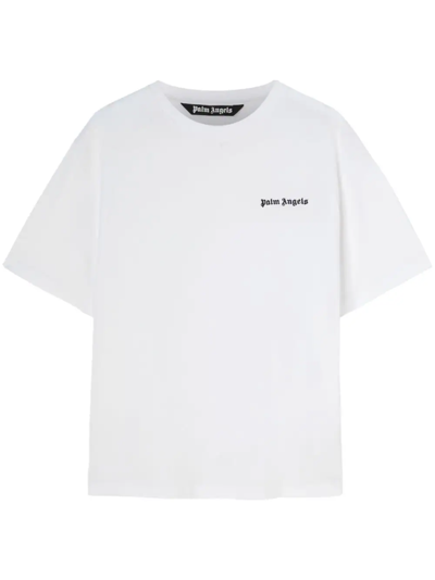 Shop Palm Angels Crew-neck T-shirt With Embroidery In White