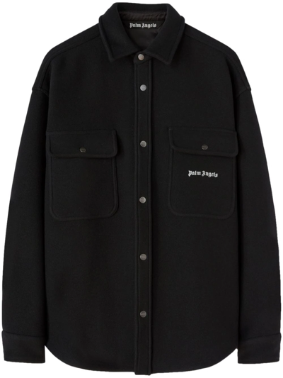 Shop Palm Angels Shirt Jacket With Embroidery In Black