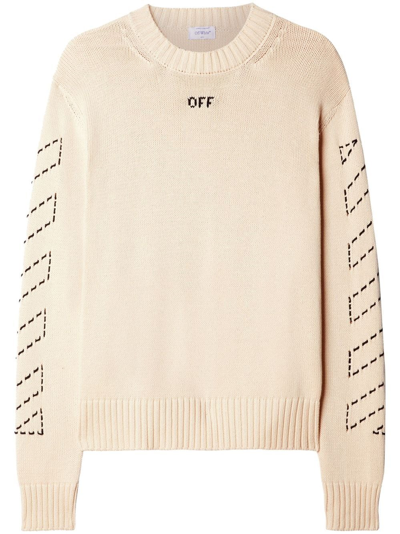 Shop Off-white Diag Arrows Sweater In Nude & Neutrals