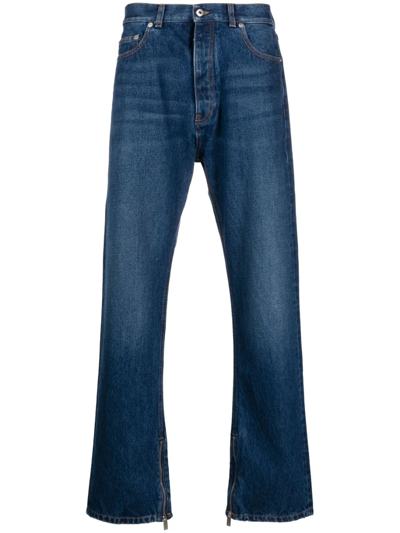 Shop Off-white Straight High-waisted Jeans In Blue