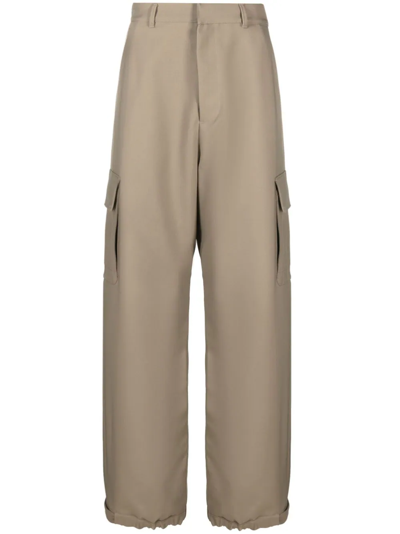 Shop Off-white Cargo Ow Emb Drill Wide Leg In Nude & Neutrals