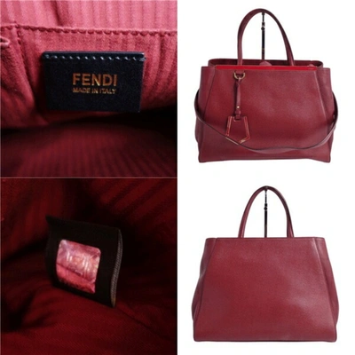 Shop Fendi 2jours Red Pony-style Calfskin Shoulder Bag ()