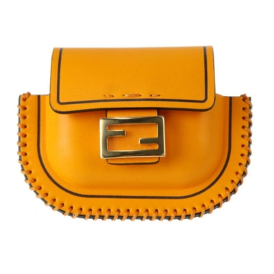 Shop Fendi Baguette Orange Leather Clutch Bag ()
