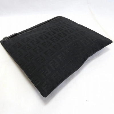 Shop Fendi Black Canvas Clutch Bag ()