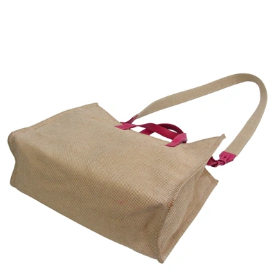 Shop Fendi Cabas Beige Canvas Tote Bag ()