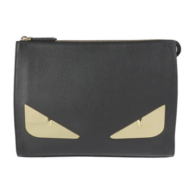 Shop Fendi Monster Black Leather Clutch Bag ()