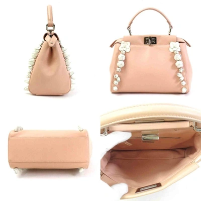 Shop Fendi Peekaboo Beige Leather Shoulder Bag ()