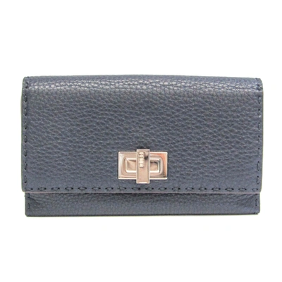 Shop Fendi Selleria Navy Leather Wallet  ()