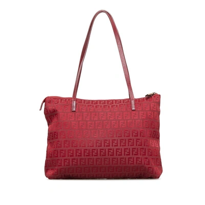 Shop Fendi Zucca Red Canvas Tote Bag ()
