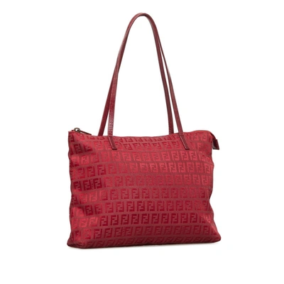 Shop Fendi Zucca Red Canvas Tote Bag ()