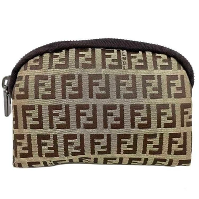 Shop Fendi Zucchino Brown Canvas Clutch Bag ()