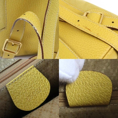 Shop Gucci Bamboo Yellow Suede Backpack Bag ()