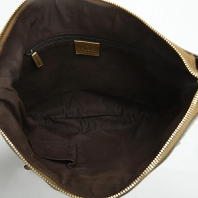 Shop Gucci Gg Crystal Brown Canvas Shoulder Bag ()
