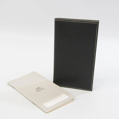 Shop Hermes Hermès Agenda Cover Grey Leather Wallet  ()