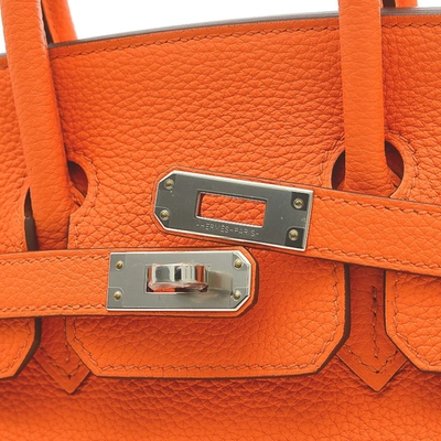 Orange Leather Handbag Birkin 25