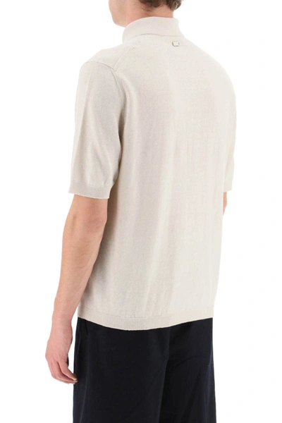 Shop Agnona Linen And Cotton Jersey Polo In Beige