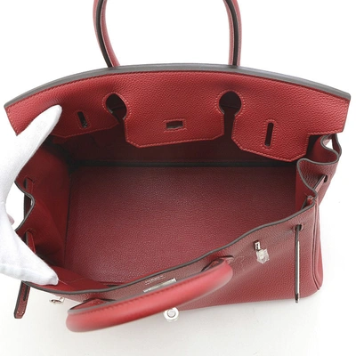 Shop Hermes Hermès Birkin 30 Burgundy Leather Handbag ()