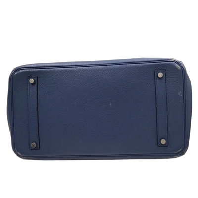 Birkin 35 leather handbag Hermès Blue in Leather - 32527391