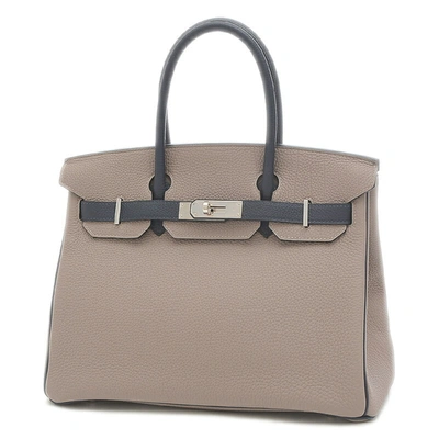Shop Hermes Hermès Birkin Blue Leather Handbag ()