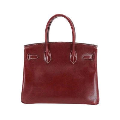 Shop Hermes Hermès Birkin Burgundy Leather Handbag ()