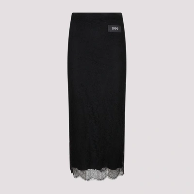 Shop Dolce & Gabbana Lace Midi Skirt In N Black