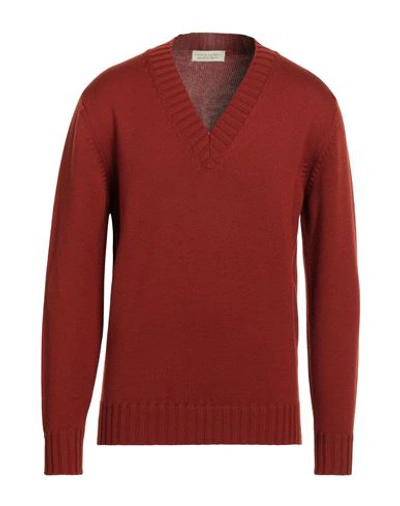 Shop Filippo De Laurentiis Man Sweater Rust Size 40 Merino Wool In Red