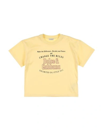 Shop Dolce & Gabbana Toddler Boy T-shirt Light Yellow Size 7 Cotton, Elastane