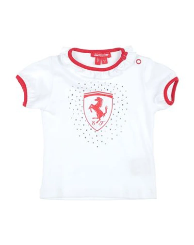 Scuderia Ferrari Ferrari Newborn Girl T-shirt White Size 3 Cotton, Elastane In White