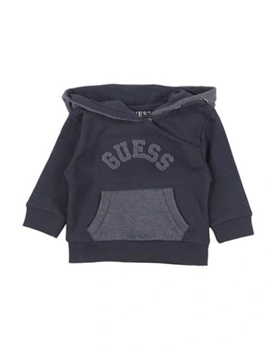 Shop Guess Newborn Boy Sweatshirt Navy Blue Size 3 Cotton, Polyester