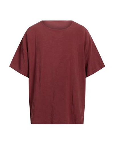 Shop C.9.3 Man T-shirt Burgundy Size Xl Viscose, Linen In Red
