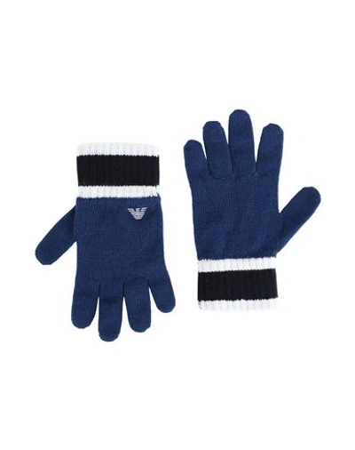 Shop Emporio Armani Toddler Boy Gloves Navy Blue Size 7 Virgin Wool