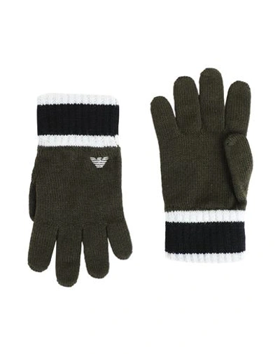 Shop Emporio Armani Toddler Boy Gloves Military Green Size 4 Virgin Wool