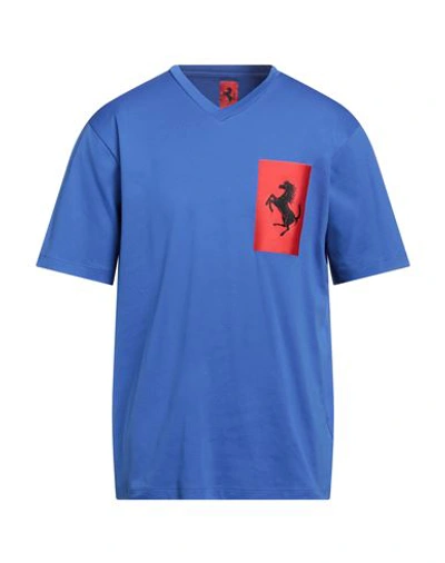 Shop Ferrari Man T-shirt Bright Blue Size L Cotton