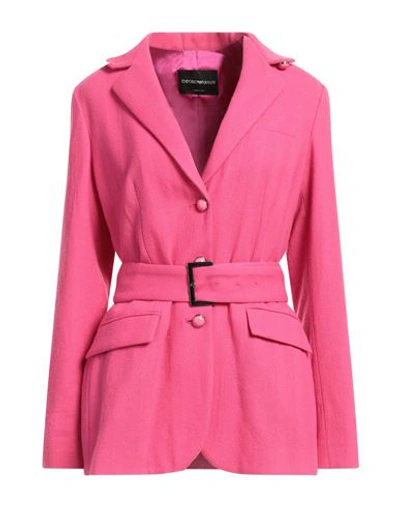 Shop Emporio Armani Woman Blazer Fuchsia Size 10 Virgin Wool In Pink