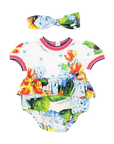 Shop Dolce & Gabbana Newborn Girl Baby Accessories Set White Size 0 Cotton