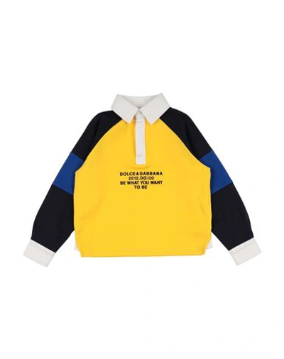 Dolce & Gabbana Toddler Boy Polo Shirt Yellow Size 4 Cotton, Polyamide In Yellow