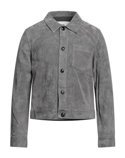 Shop Ami Alexandre Mattiussi Man Jacket Lead Size L Goat Skin In Grey