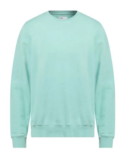 Shop Colorful Standard Man Sweatshirt Turquoise Size L Organic Cotton In Blue
