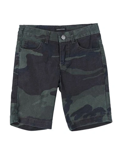 Shop Tagliatore Toddler Boy Denim Shorts Military Green Size 6 Cotton, Polyamide, Elastane
