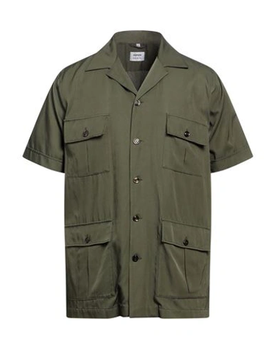 Shop Aspesi Man Shirt Military Green Size S Viscose, Cotton