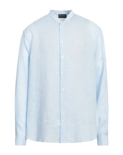 Shop Emporio Armani Man Shirt Light Blue Size Xxl Linen
