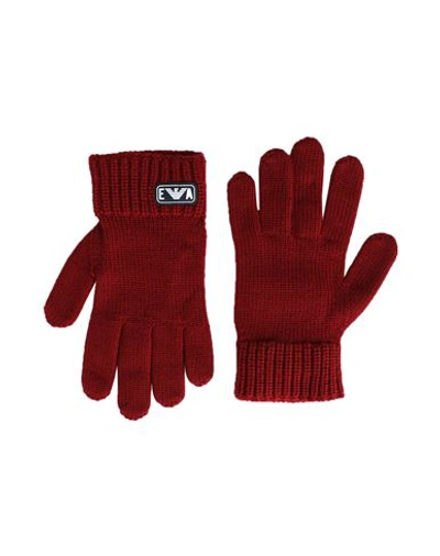 Shop Emporio Armani Toddler Boy Gloves Brick Red Size 7 Virgin Wool