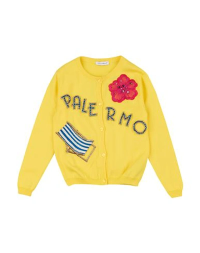 Shop Dolce & Gabbana Toddler Girl Cardigan Yellow Size 7 Cotton