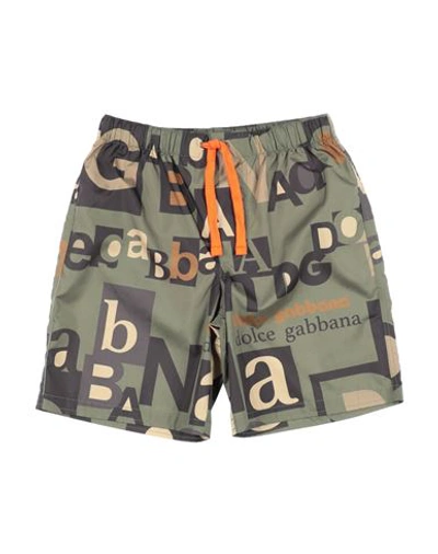 Shop Dolce & Gabbana Toddler Boy Swim Trunks Military Green Size 6 Polyester